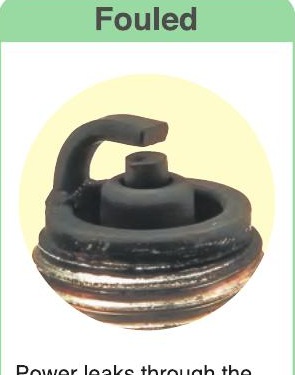 Carbon fouled spark plug — dry black sooty deposits